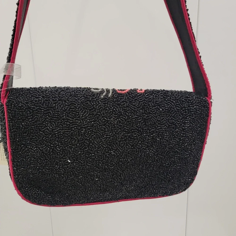 NWT Viral Tik Tok Snake Dragon Hand Beaded Black Shoulder Bag Made‎ In India